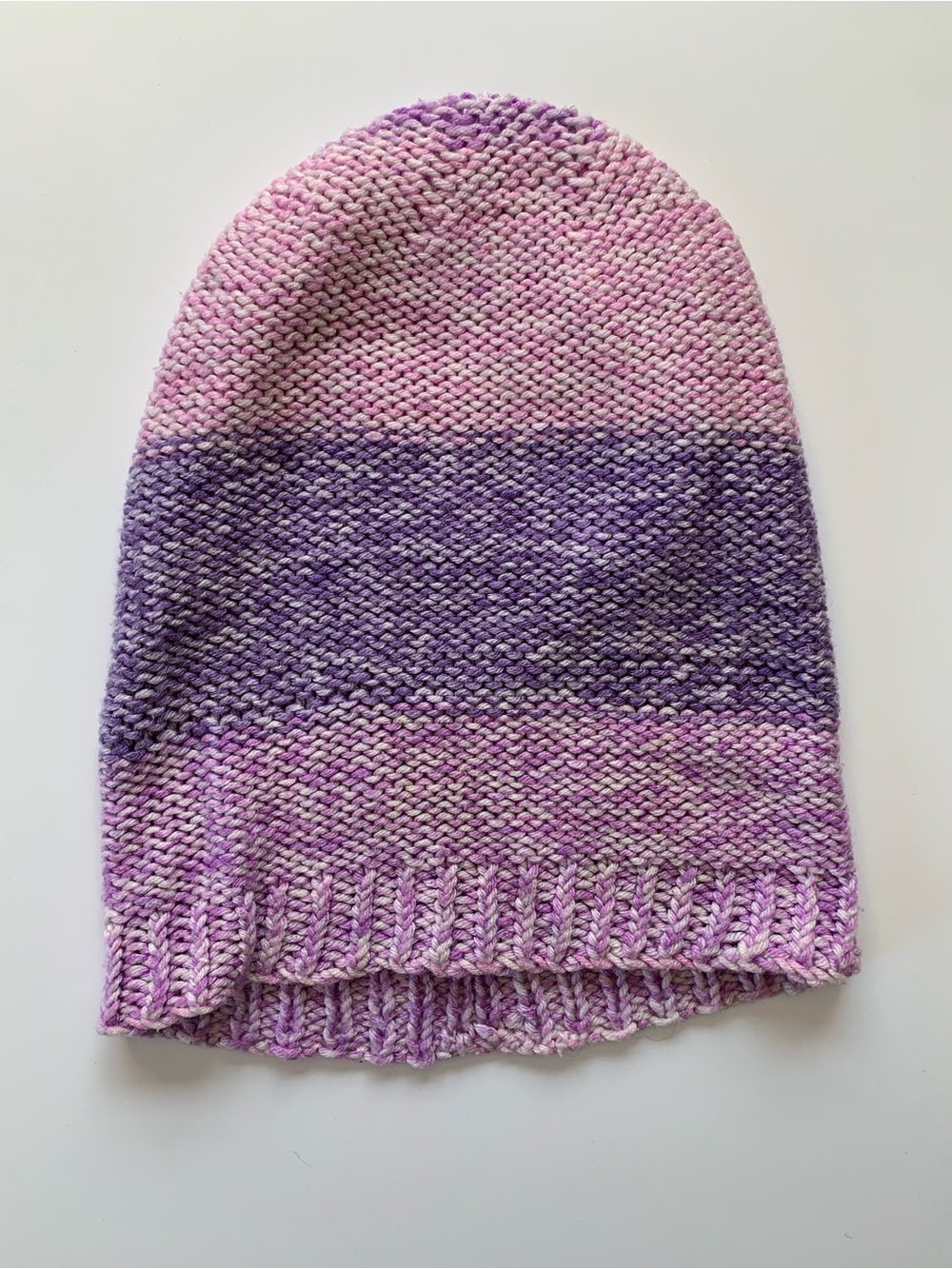 Handmade Knit Beanie in Pink & Purple